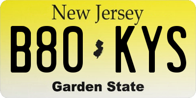 NJ license plate B80KYS