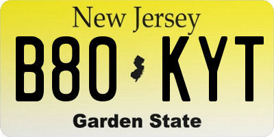 NJ license plate B80KYT