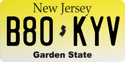 NJ license plate B80KYV