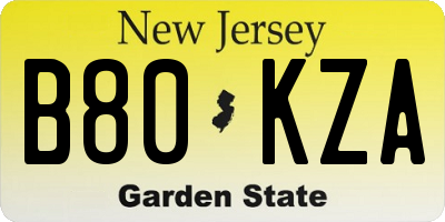 NJ license plate B80KZA
