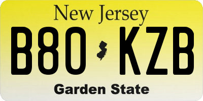 NJ license plate B80KZB
