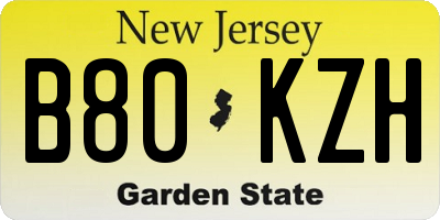 NJ license plate B80KZH