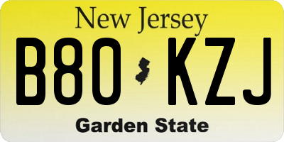 NJ license plate B80KZJ