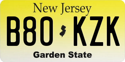 NJ license plate B80KZK