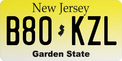 NJ license plate B80KZL