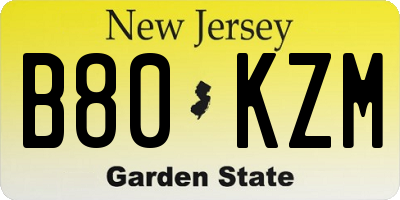 NJ license plate B80KZM
