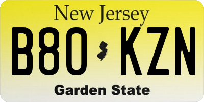 NJ license plate B80KZN