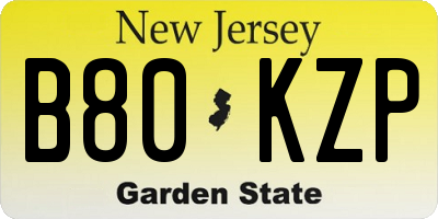 NJ license plate B80KZP