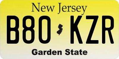 NJ license plate B80KZR