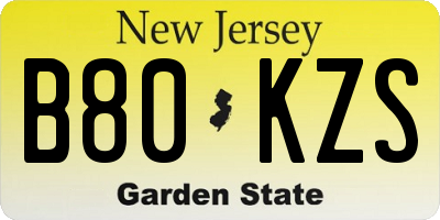 NJ license plate B80KZS