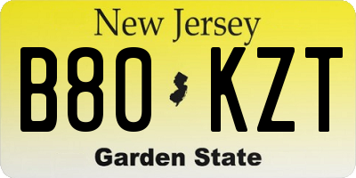 NJ license plate B80KZT