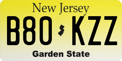 NJ license plate B80KZZ