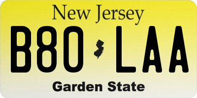 NJ license plate B80LAA