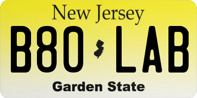 NJ license plate B80LAB