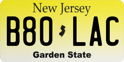 NJ license plate B80LAC