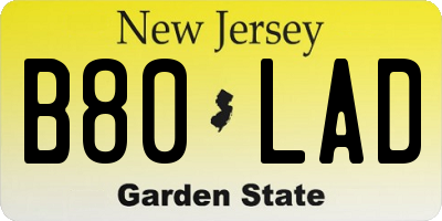 NJ license plate B80LAD
