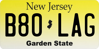 NJ license plate B80LAG