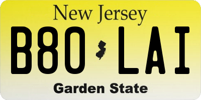 NJ license plate B80LAI