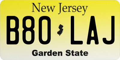 NJ license plate B80LAJ