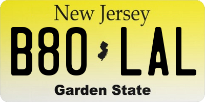 NJ license plate B80LAL