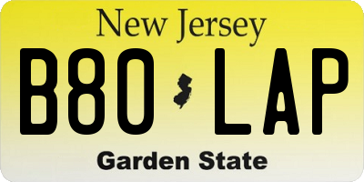 NJ license plate B80LAP