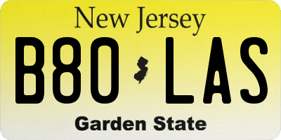 NJ license plate B80LAS