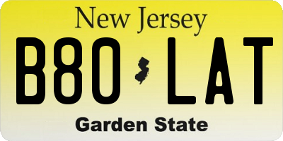 NJ license plate B80LAT
