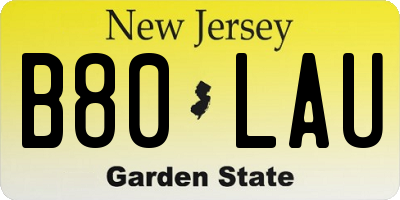 NJ license plate B80LAU
