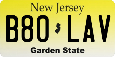 NJ license plate B80LAV