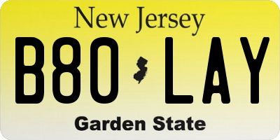 NJ license plate B80LAY