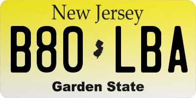 NJ license plate B80LBA