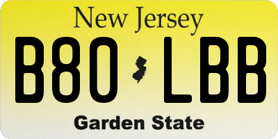 NJ license plate B80LBB