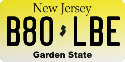 NJ license plate B80LBE