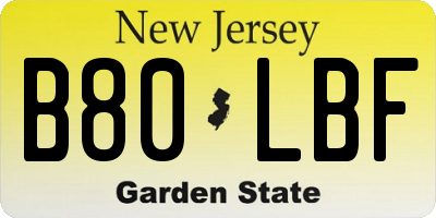 NJ license plate B80LBF
