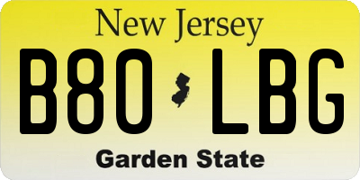 NJ license plate B80LBG