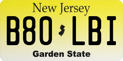 NJ license plate B80LBI