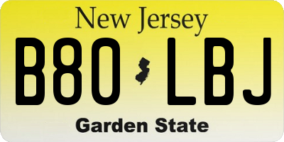 NJ license plate B80LBJ