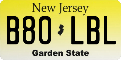 NJ license plate B80LBL