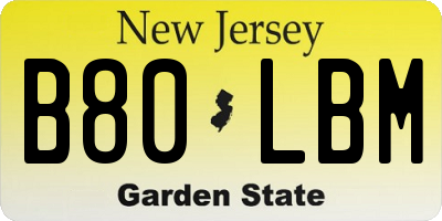 NJ license plate B80LBM
