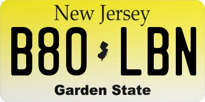NJ license plate B80LBN