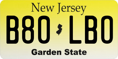 NJ license plate B80LBO