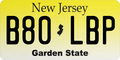 NJ license plate B80LBP
