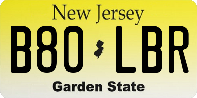 NJ license plate B80LBR