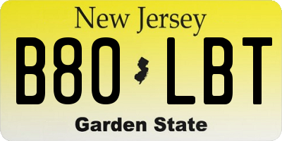 NJ license plate B80LBT
