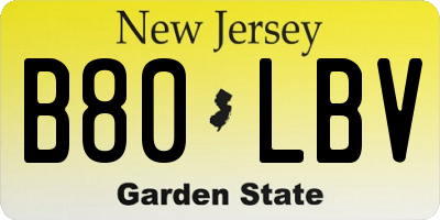 NJ license plate B80LBV