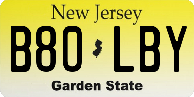 NJ license plate B80LBY