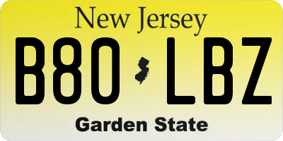 NJ license plate B80LBZ
