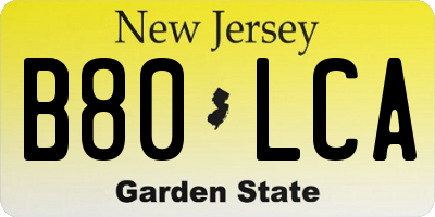 NJ license plate B80LCA