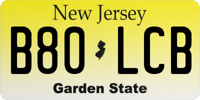 NJ license plate B80LCB