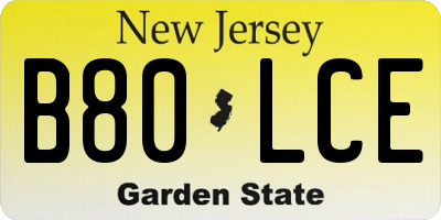 NJ license plate B80LCE